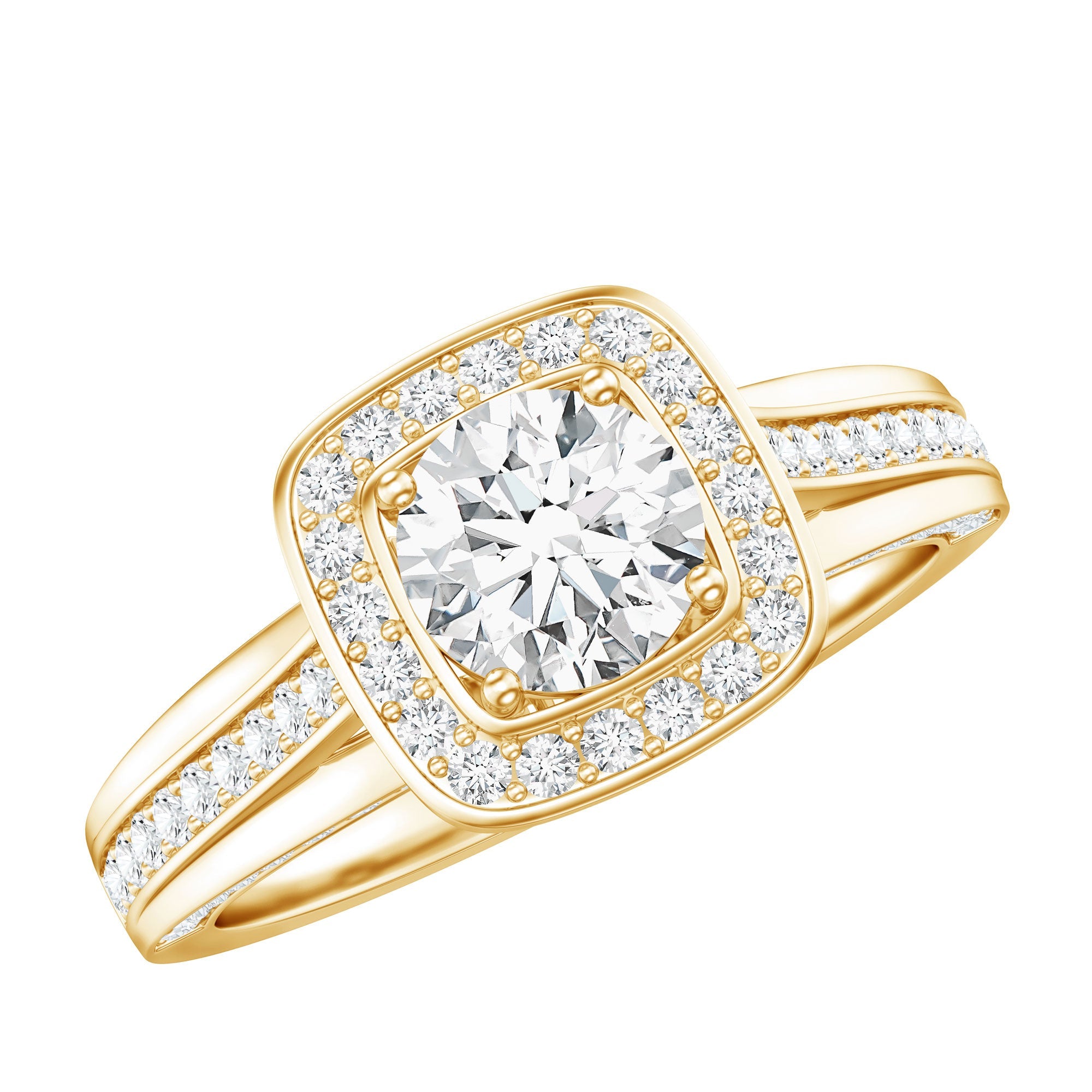 Classic Moissanite Halo Engagement Ring with Certificate | Rings | Wiccan Center