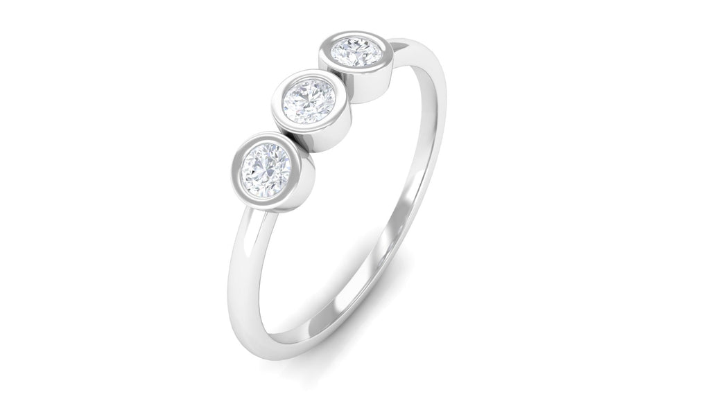 Natural Diamond 3 Stone Promise Ring with Certificate