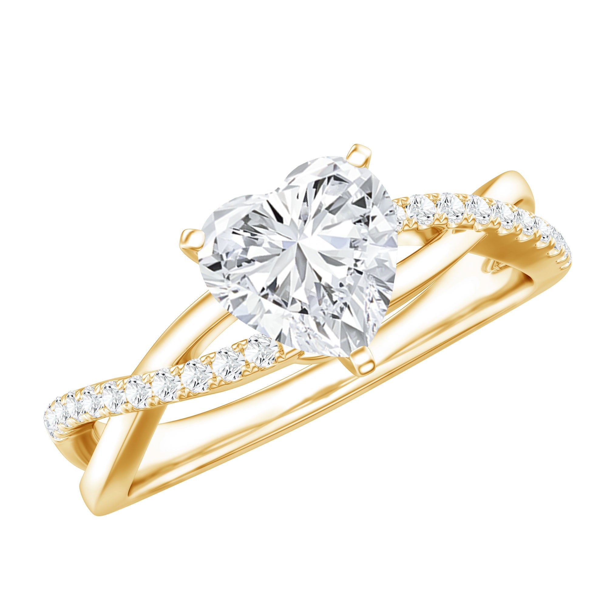 Heart Shape Moissanite Crossover Engagement Ring for Her | Rings | Wiccan Center