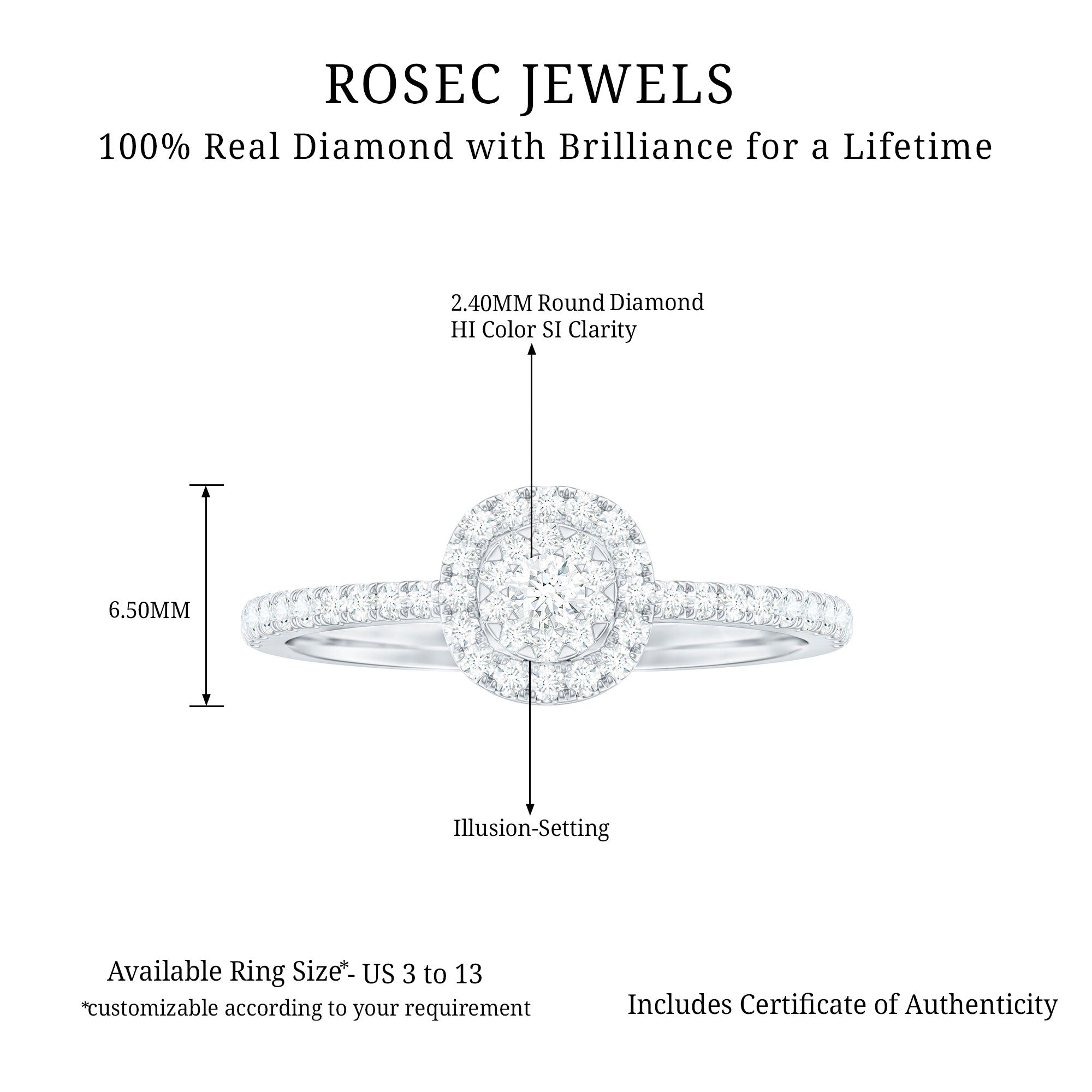 Brilliant Cut Diamond Engagement Ring in Illusion Setting