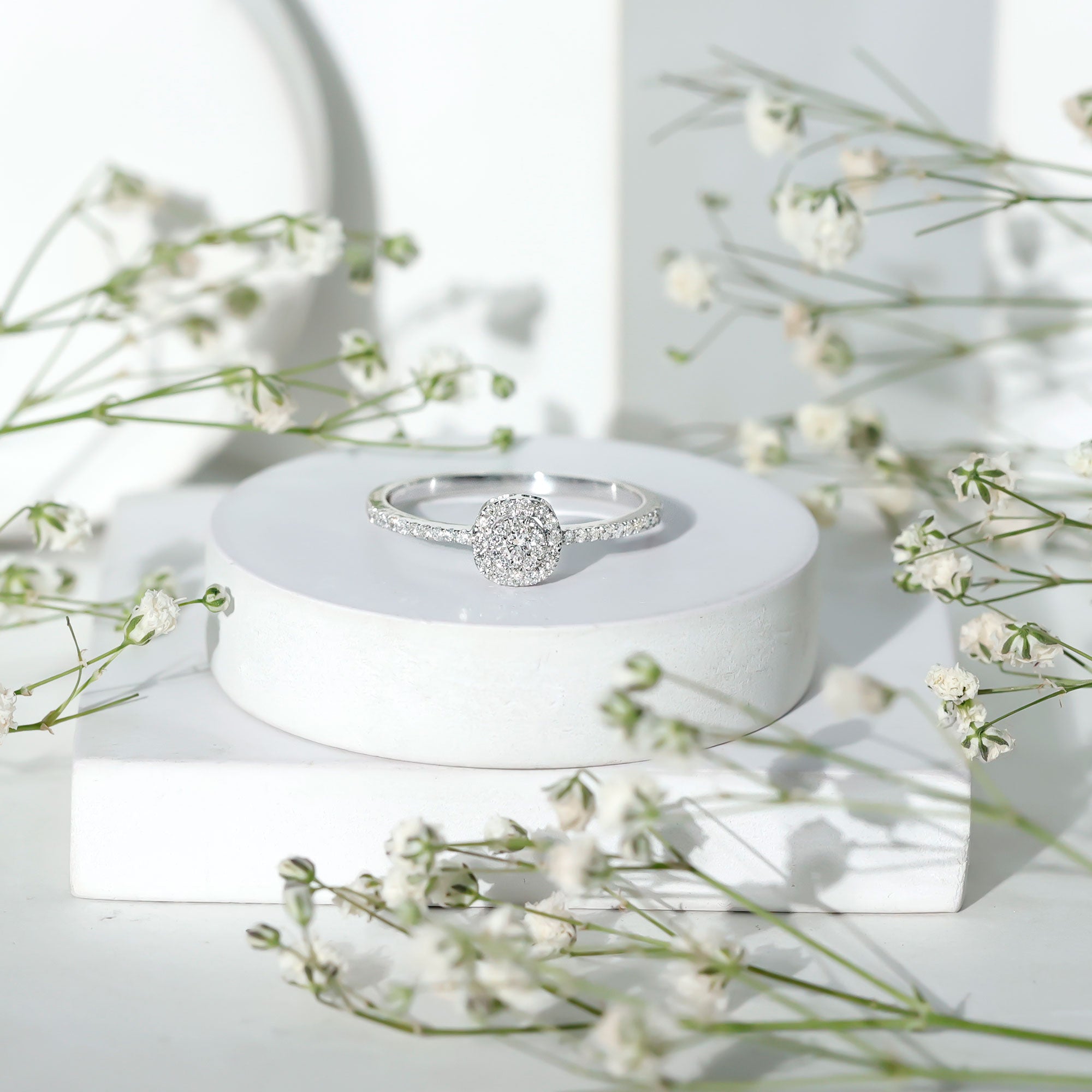 Brilliant Cut Diamond Engagement Ring in Illusion Setting