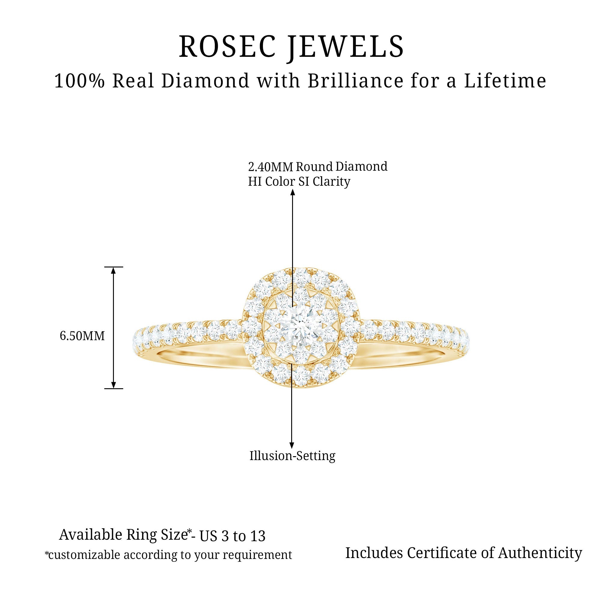 Brilliant Cut Diamond Engagement Ring in Illusion Setting