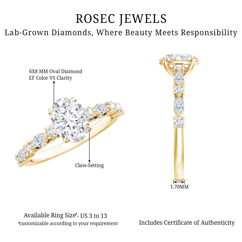 Oval Moissanite Solitaire Engagement Ring in Claw Setting