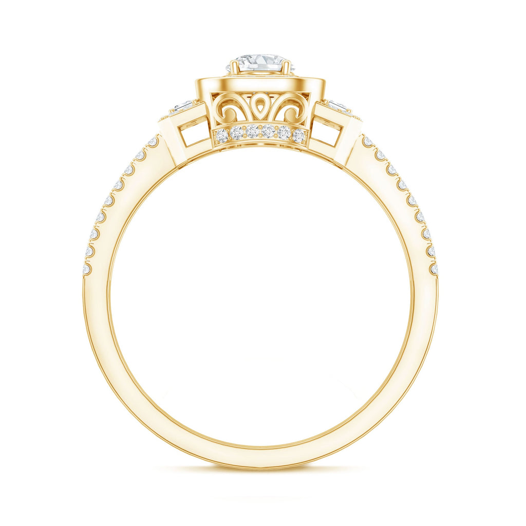 Certified Moissanite Vintage Inspired Engagement Ring