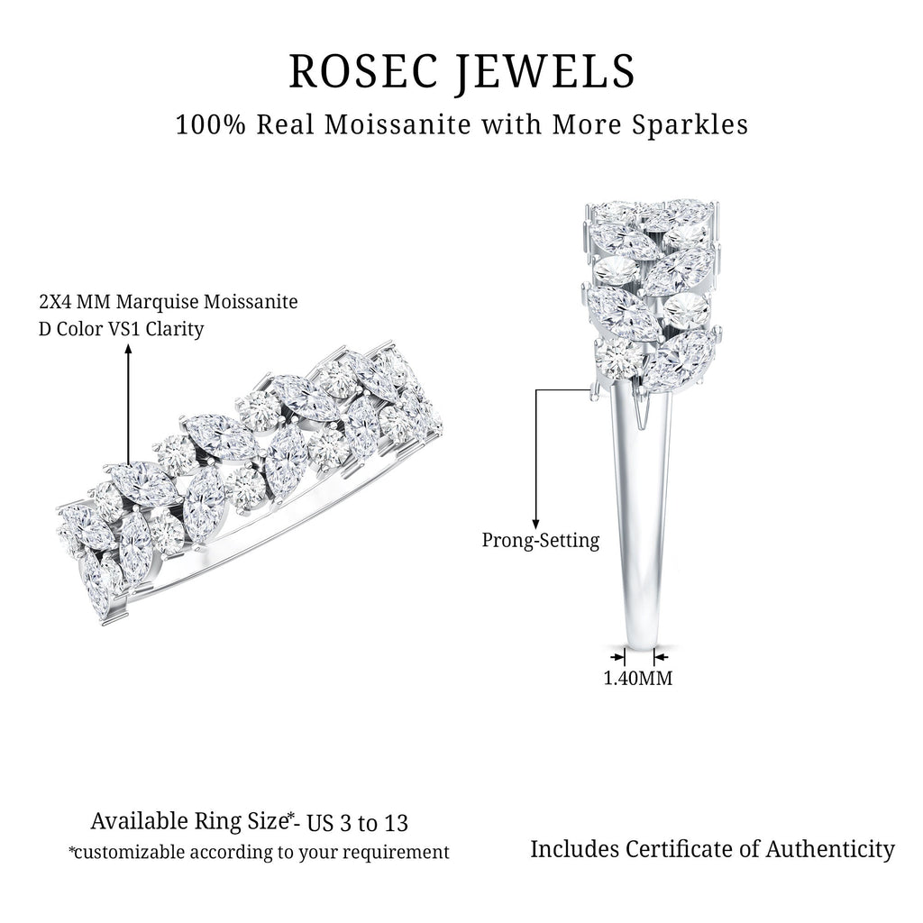 Certified Moissanite Cluster Eternity Band