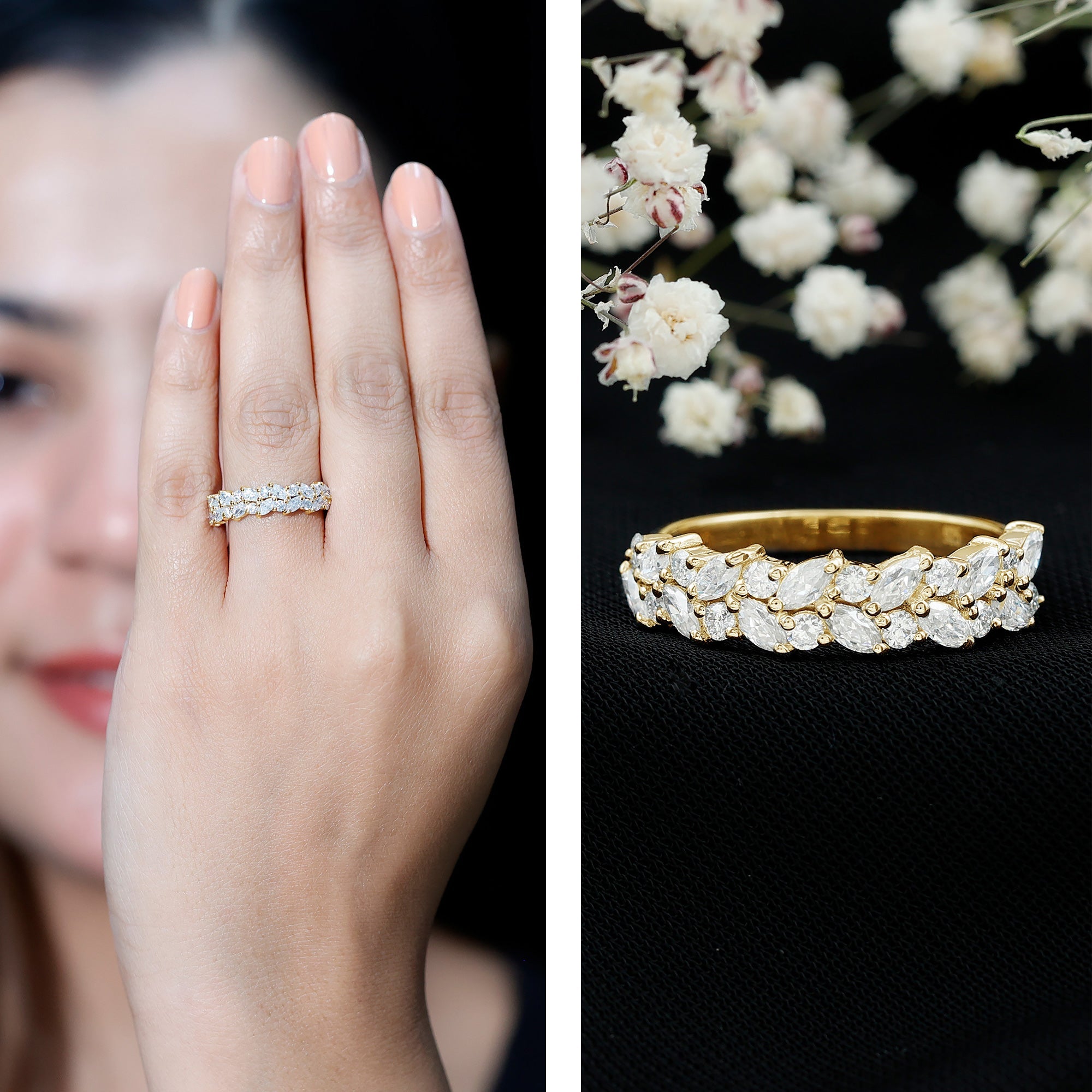 Certified Moissanite Cluster Eternity Band