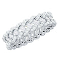 Baguette and Round Moissanite Braided Wedding Band