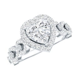 1.5 CT Heart Shape Moissanite Engagement Ring with Accent | Rings | Wiccan Center