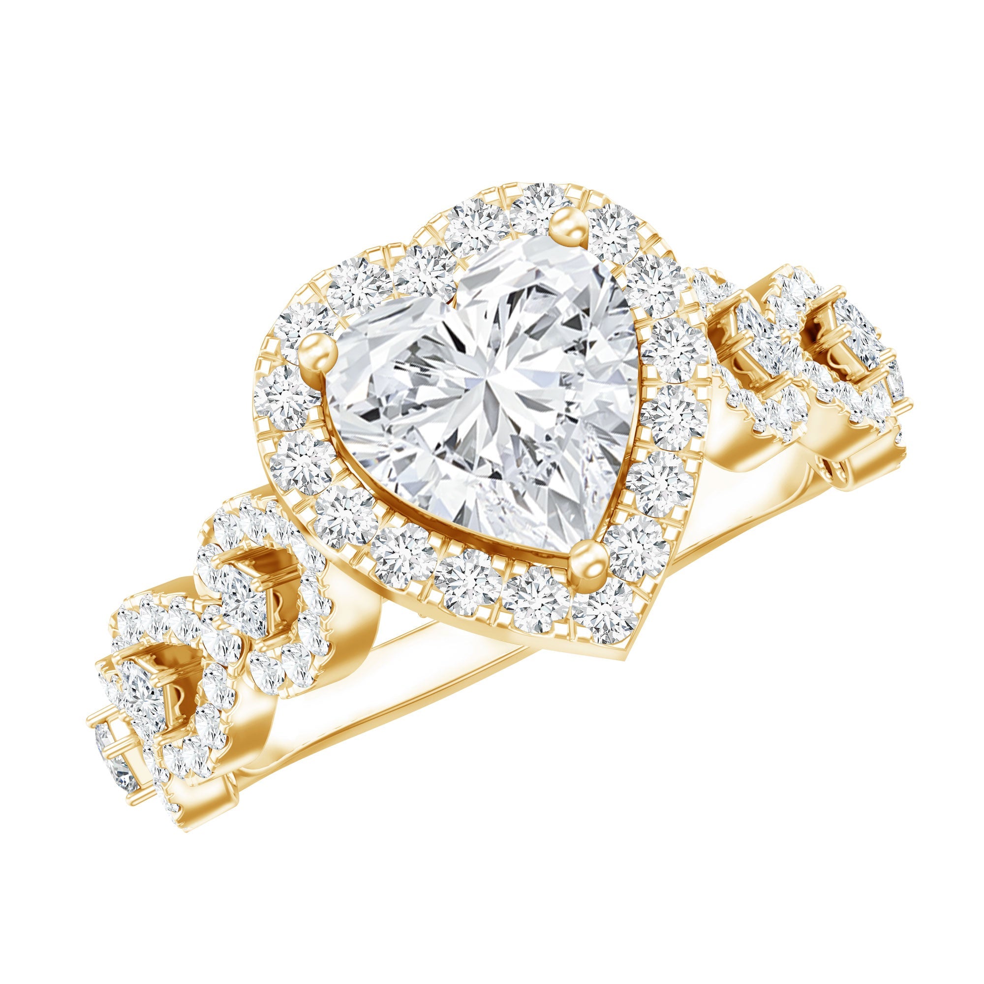 1.5 CT Heart Shape Moissanite Engagement Ring with Accent | Rings | Wiccan Center