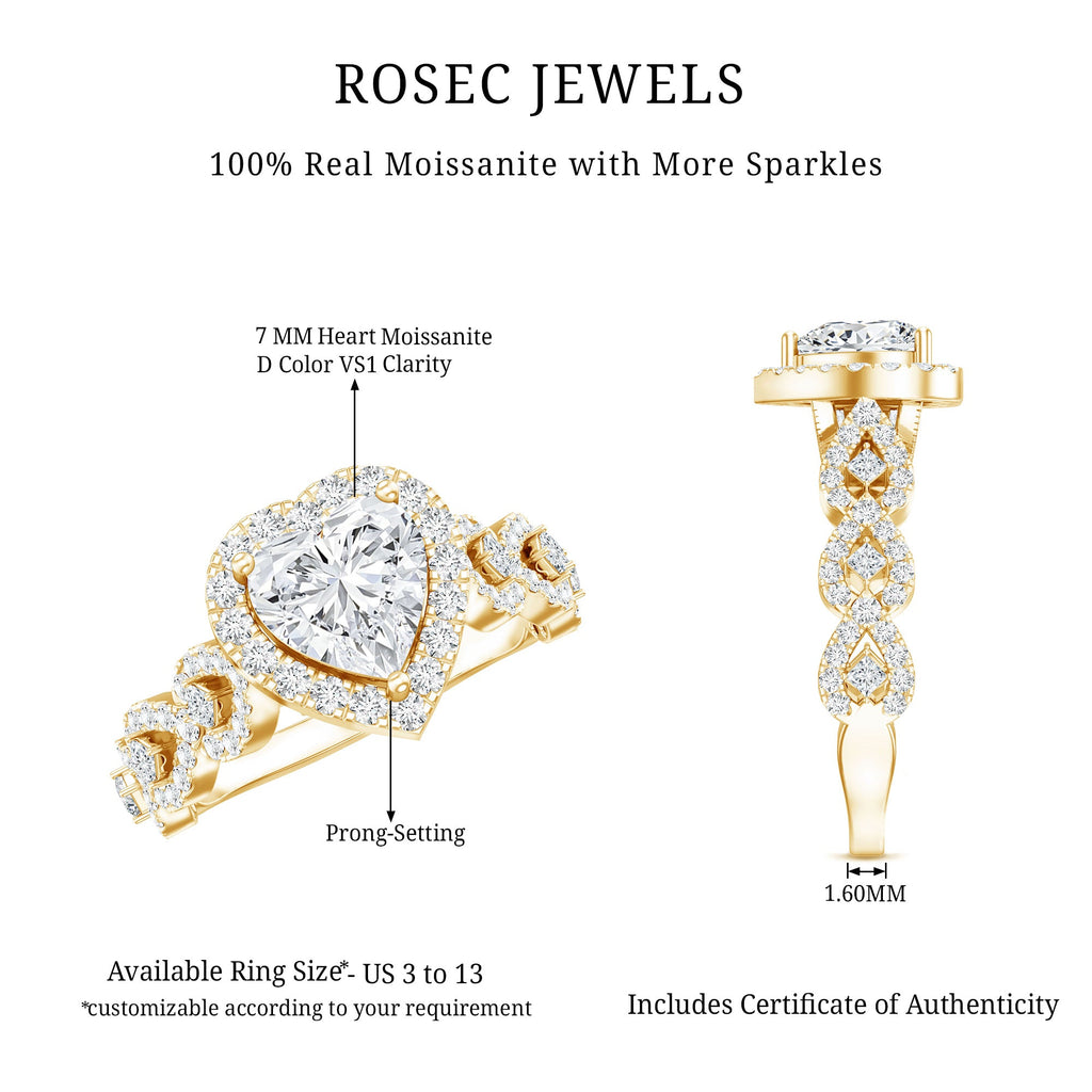1.5 CT Heart Shape Moissanite Engagement Ring with Accent