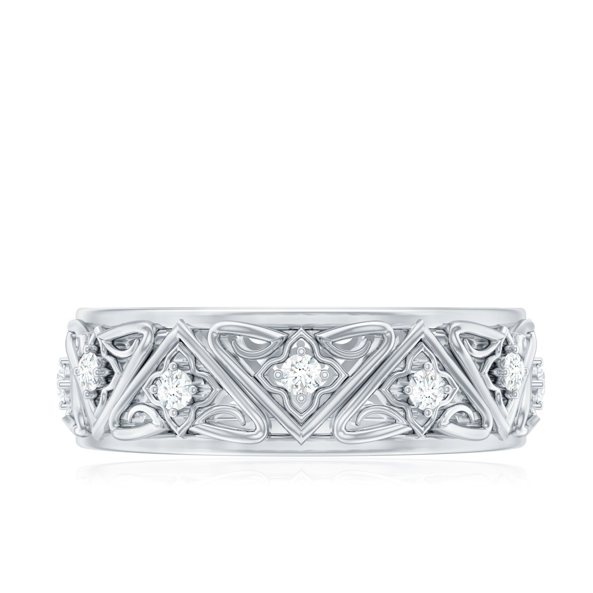 Vintage Style Diamond Wedding Band Ring