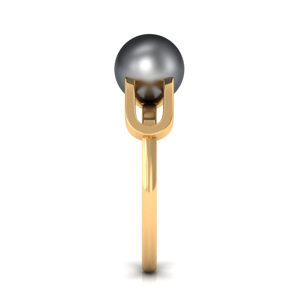 Split Shank Tahitian Pearl Solitaire Engagement Ring with Diamond