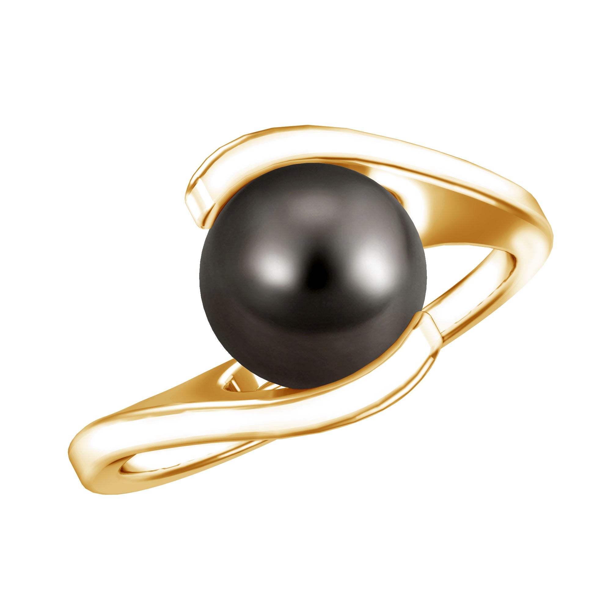 Tahitian Black Pearl Solitaire Bypass Engagement Ring | Rings | Wiccan Center