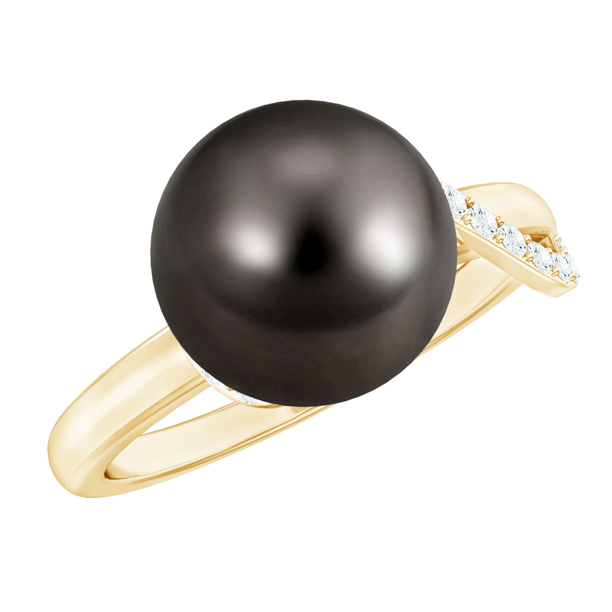 8 Carat Tahitian Pearl Solitaire Engagement Ring with Diamond | Rings | Wiccan Center