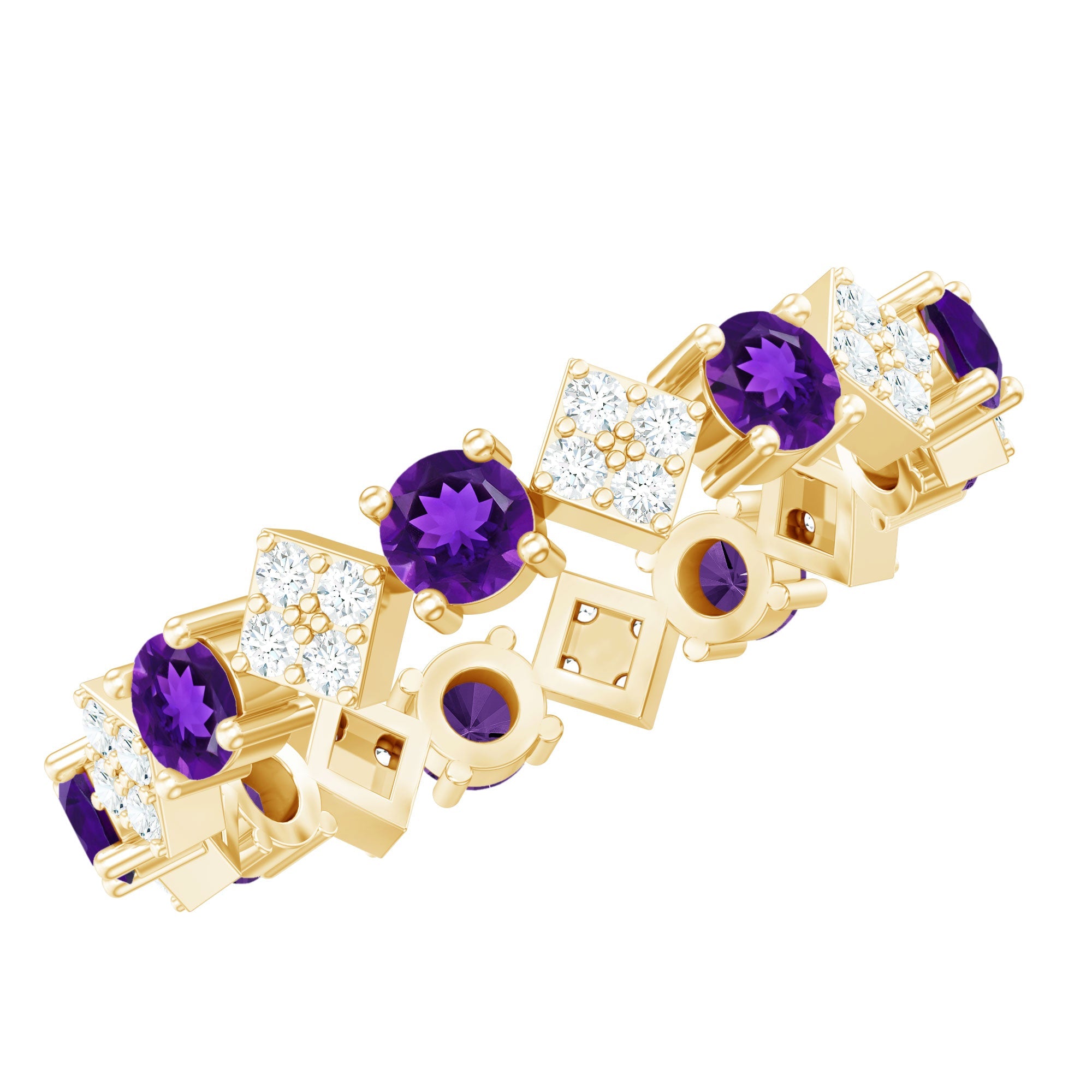 Natural Amethyst Diamond Eternity Ring for Women | Rings | Wiccan Center