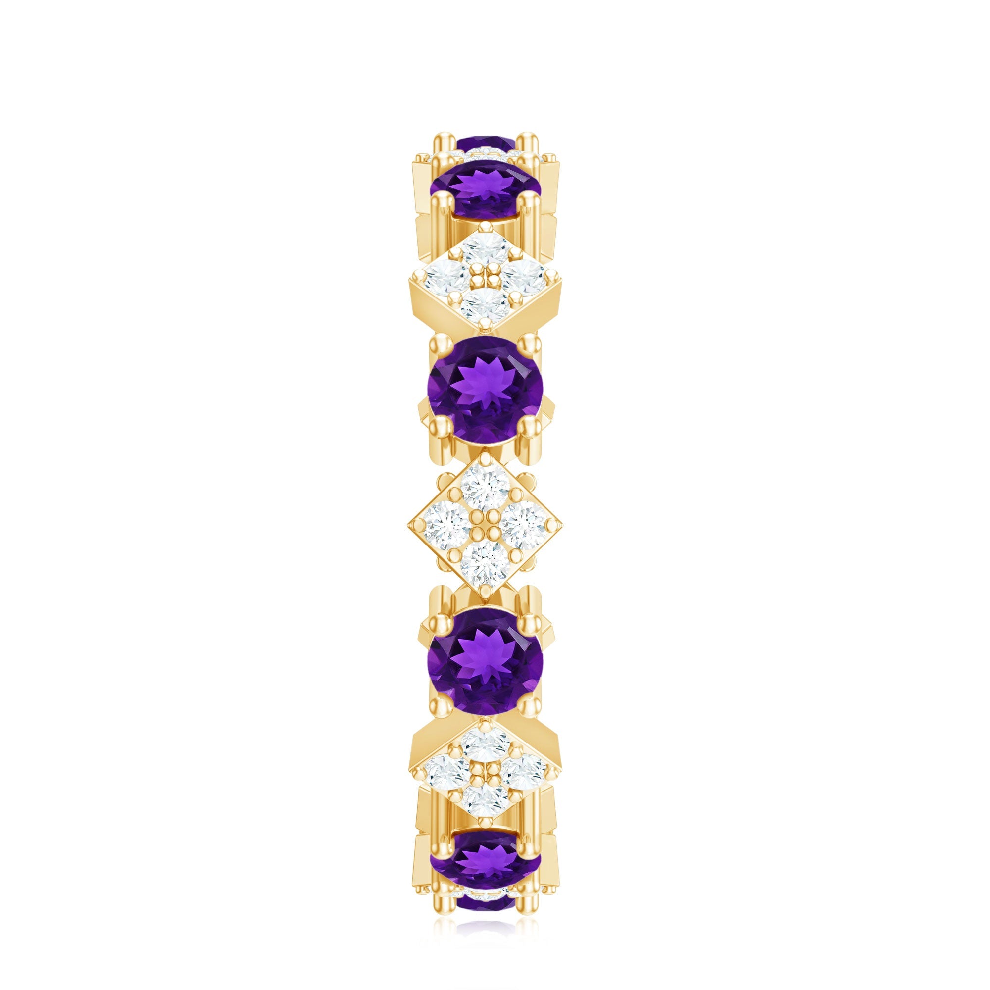 Natural Amethyst Diamond Eternity Ring for Women
