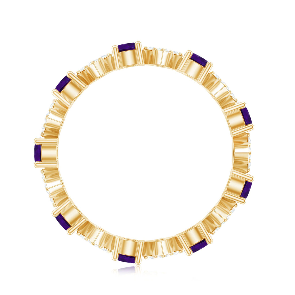 Natural Amethyst Diamond Eternity Ring for Women