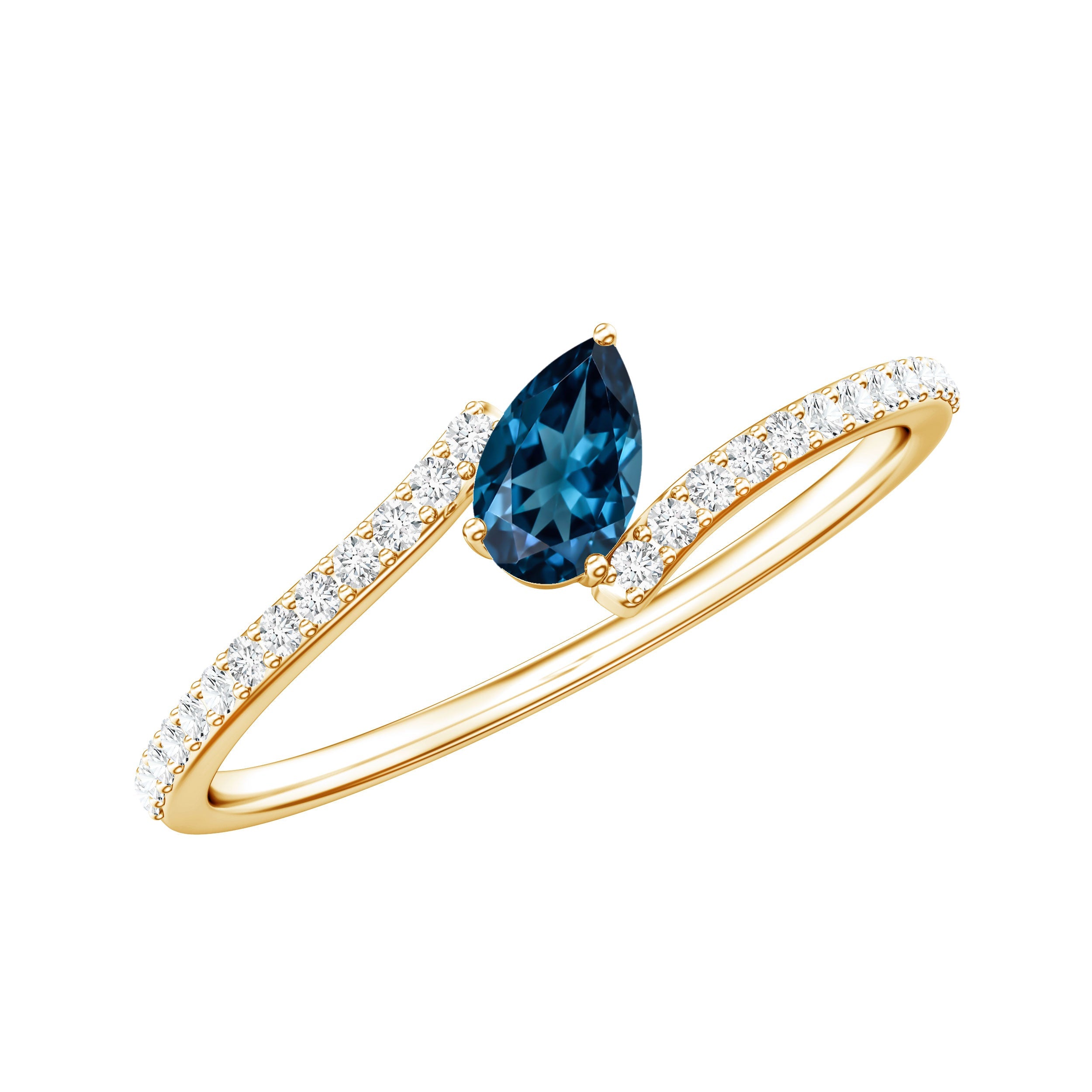 Genuine London Blue Topaz Promise Ring with Diamond | Rings | Wiccan Center