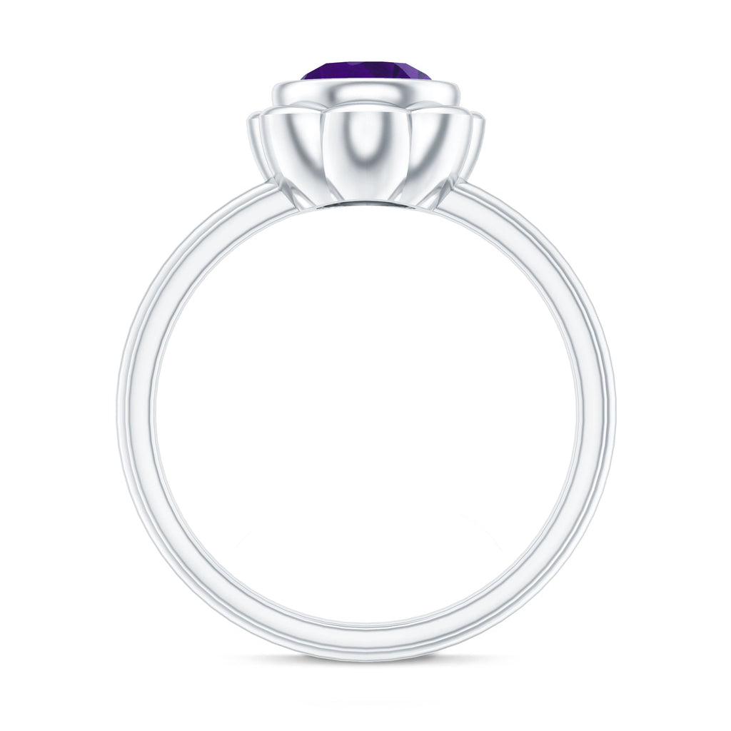 1.2 Carat Amethyst Engagement Ring in Bezel Setting