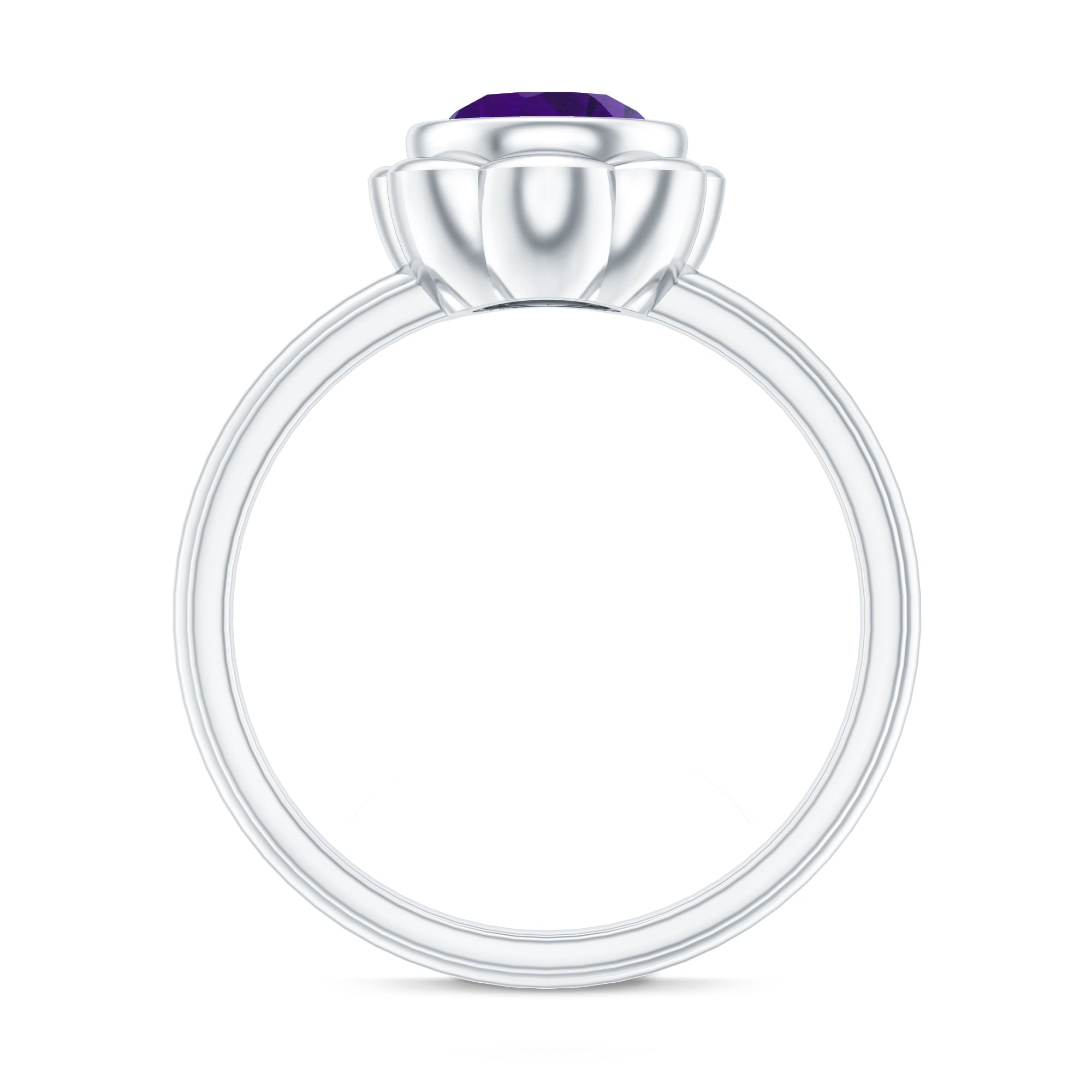 1.2 Carat Amethyst Engagement Ring in Bezel Setting