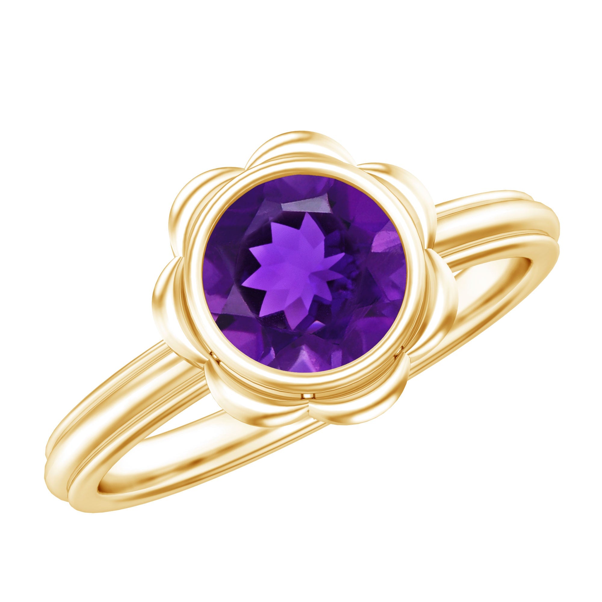 1.2 Carat Amethyst Engagement Ring in Bezel Setting | Rings | Wiccan Center