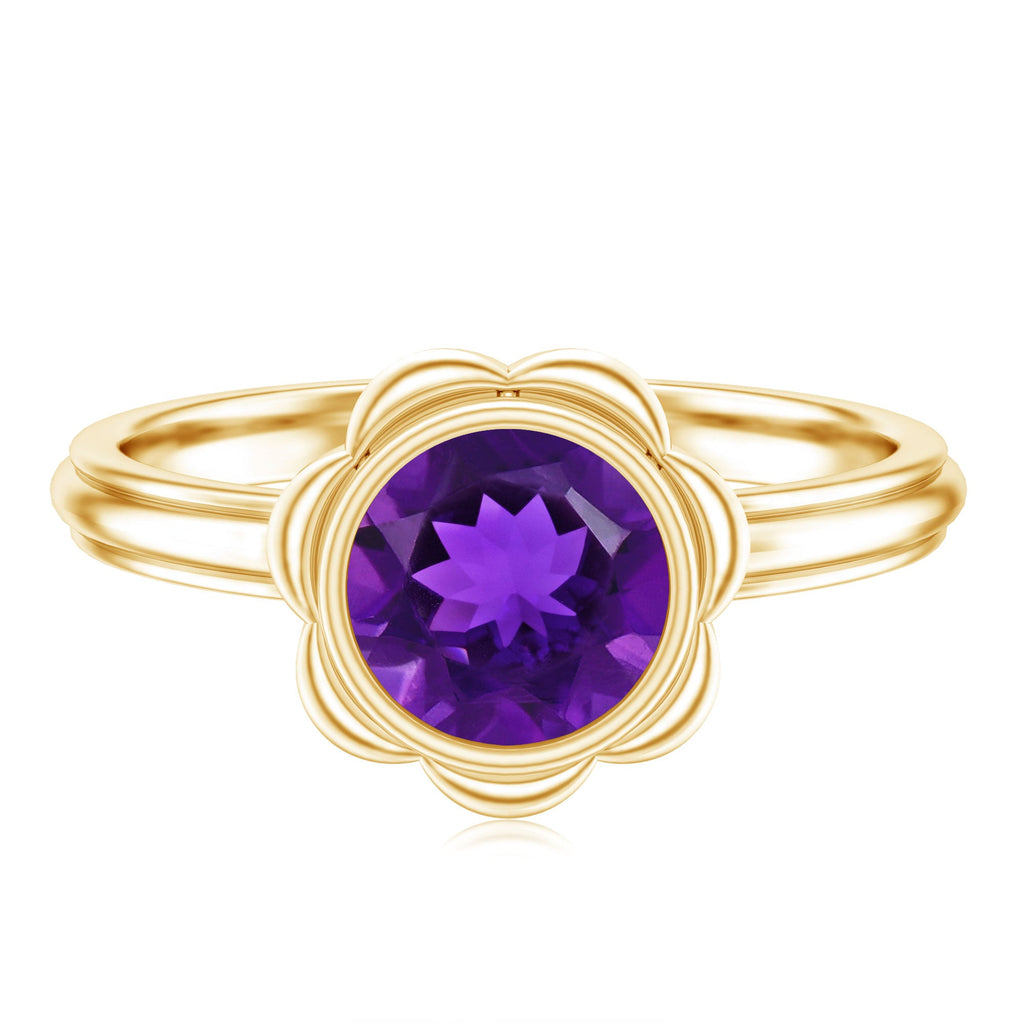 1.2 Carat Amethyst Engagement Ring in Bezel Setting