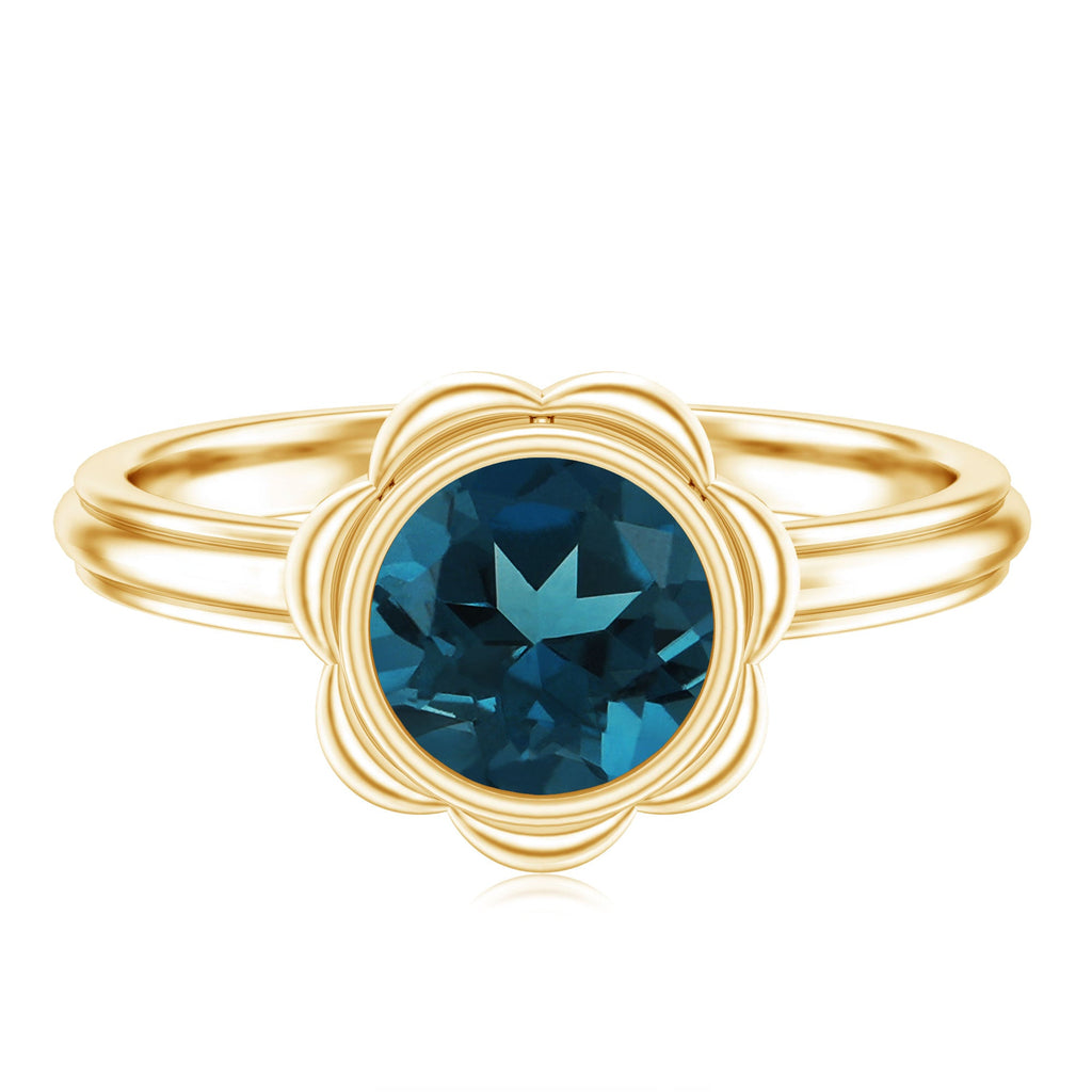 Genuine 1.35 Carat London Blue Topaz Solitaire Engagement Ring