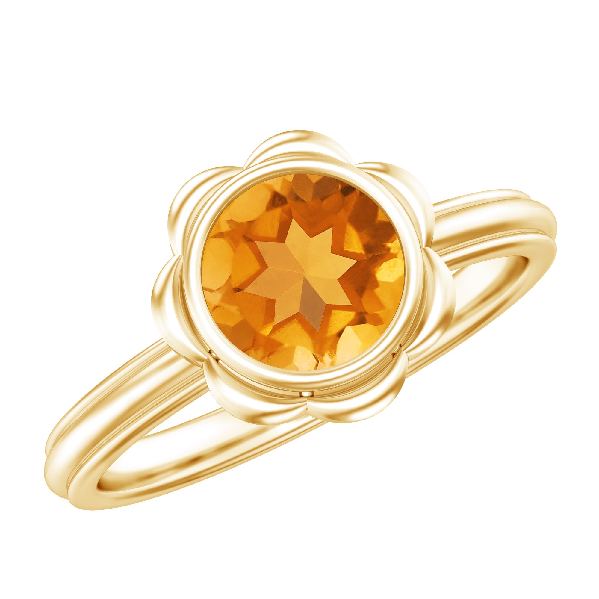 1.2 Carat Citrine Solitaire Engagement Ring in Bezel Setting | Rings | Wiccan Center