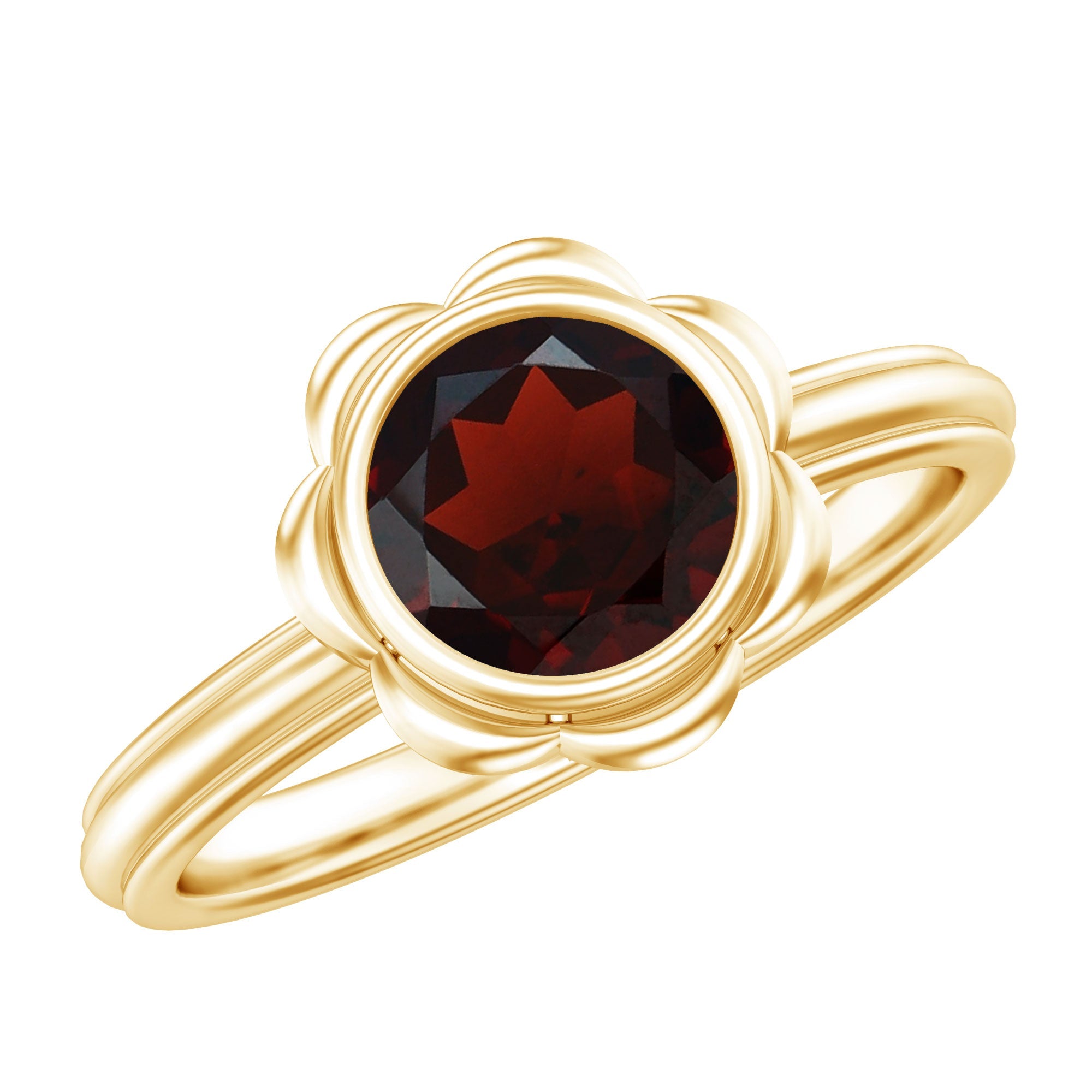 1.7 Carat Round Cut Garnet Flower Engagement Ring for Women | Rings | Wiccan Center