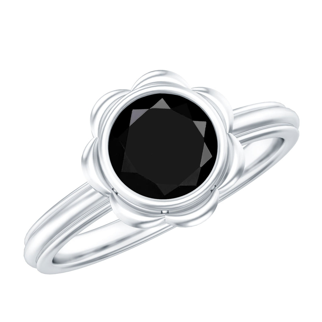 1.6 Carat Lab Grown Black Diamond Flower Engagement Ring