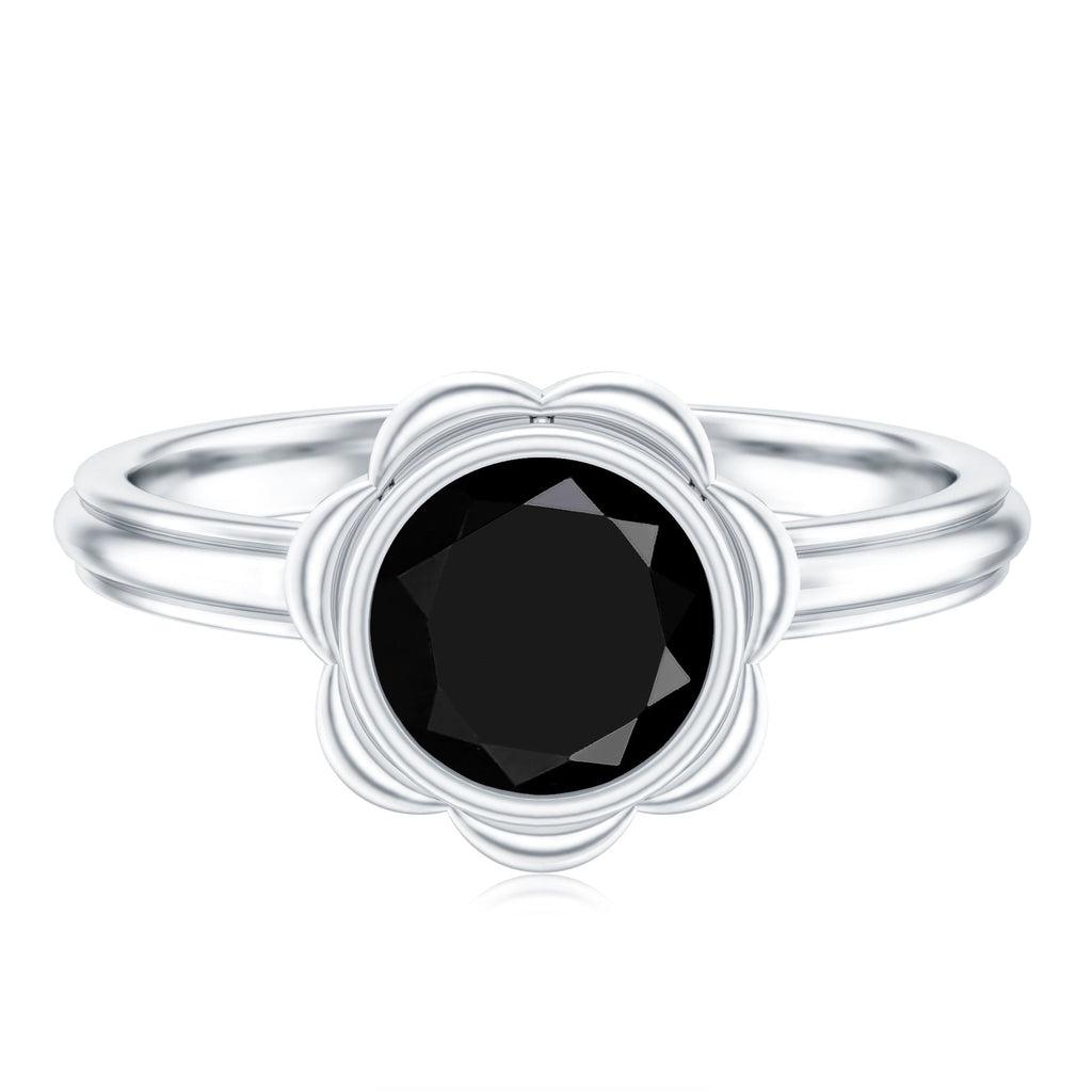 1.6 Carat Lab Grown Black Diamond Flower Engagement Ring