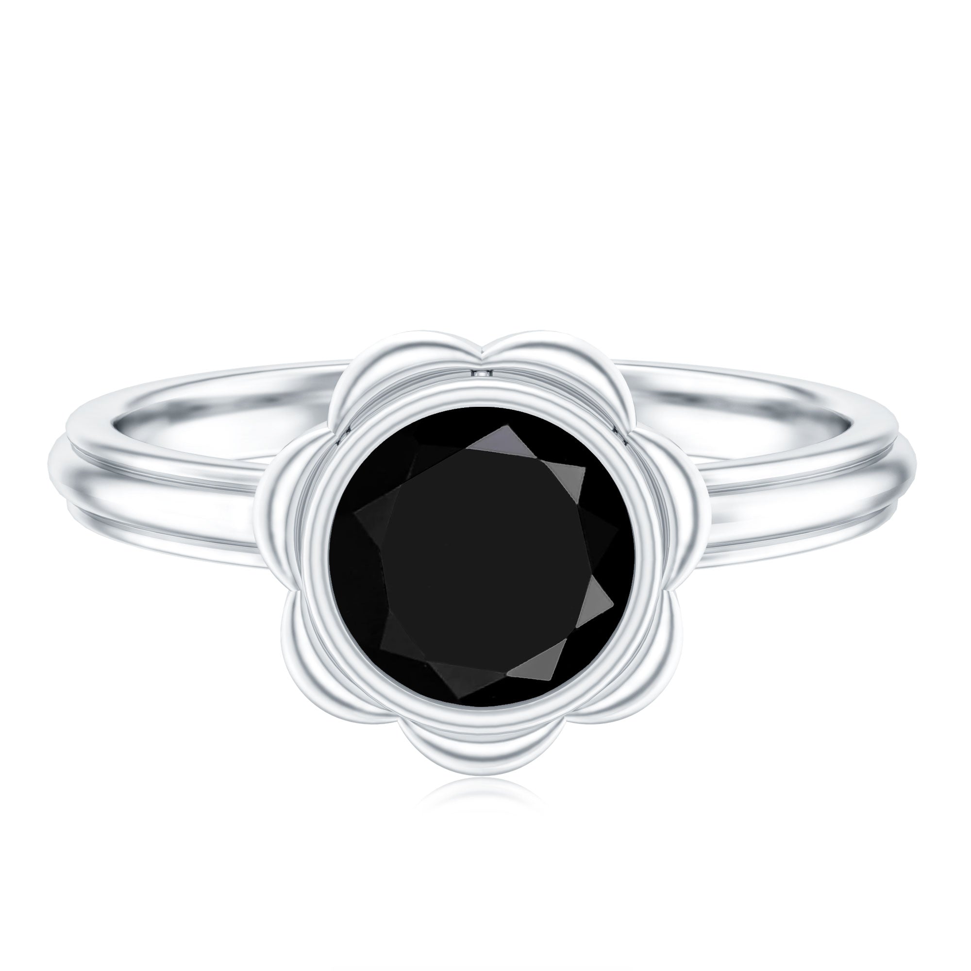 1.6 Carat Lab Grown Black Diamond Flower Engagement Ring