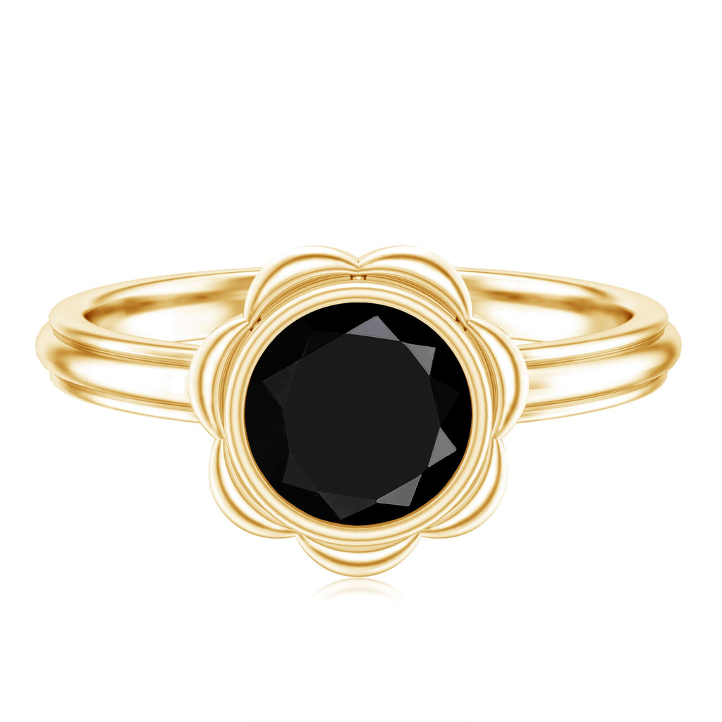 1.6 Carat Lab Grown Black Diamond Flower Engagement Ring