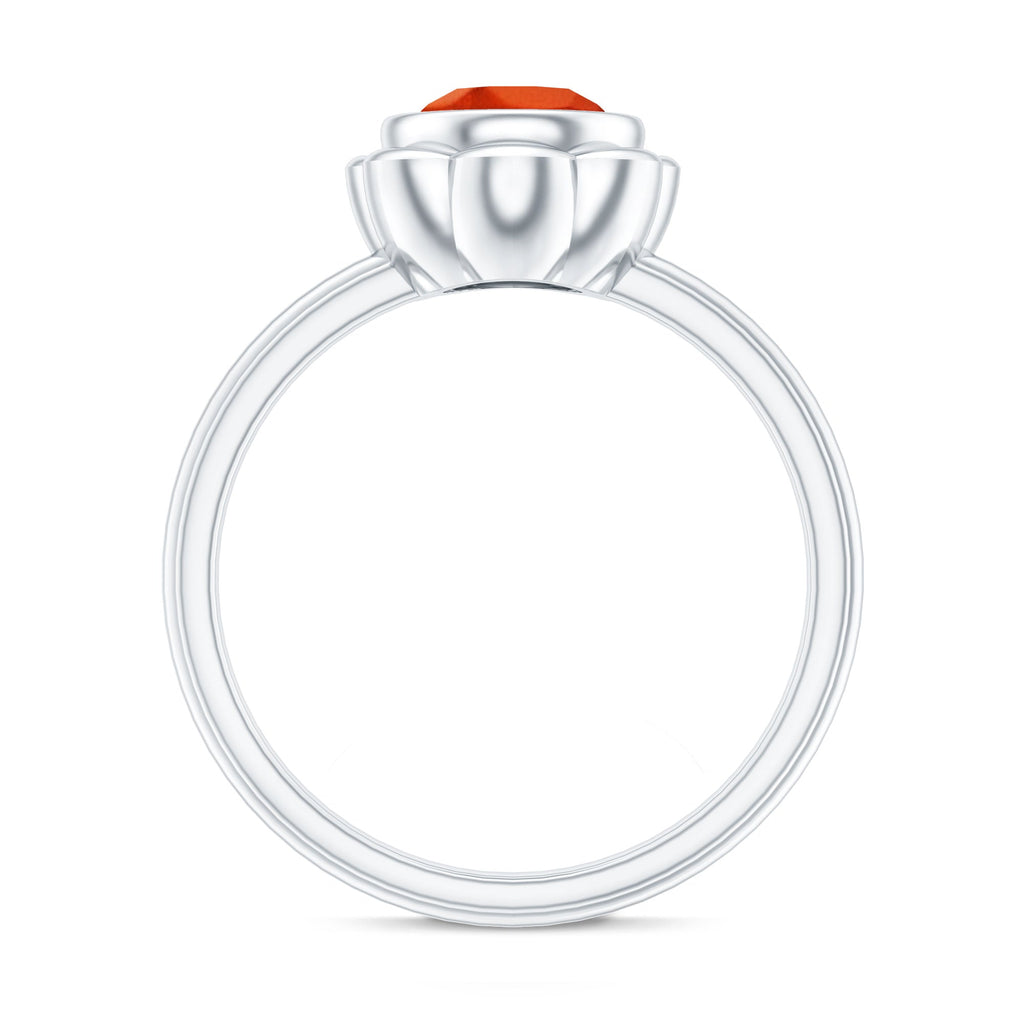 1.6 Carat Lab Grown Orange Sapphire Bezel Set Engagement Ring