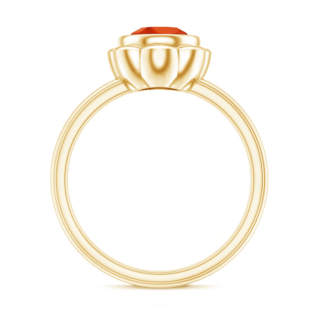1.6 Carat Lab Grown Orange Sapphire Bezel Set Engagement Ring