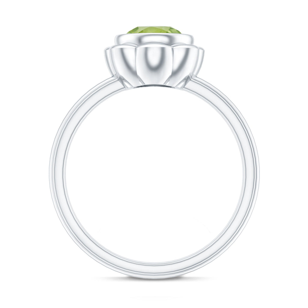 Bezel Set 1.2 Carat Peridot Engagement Ring for Women