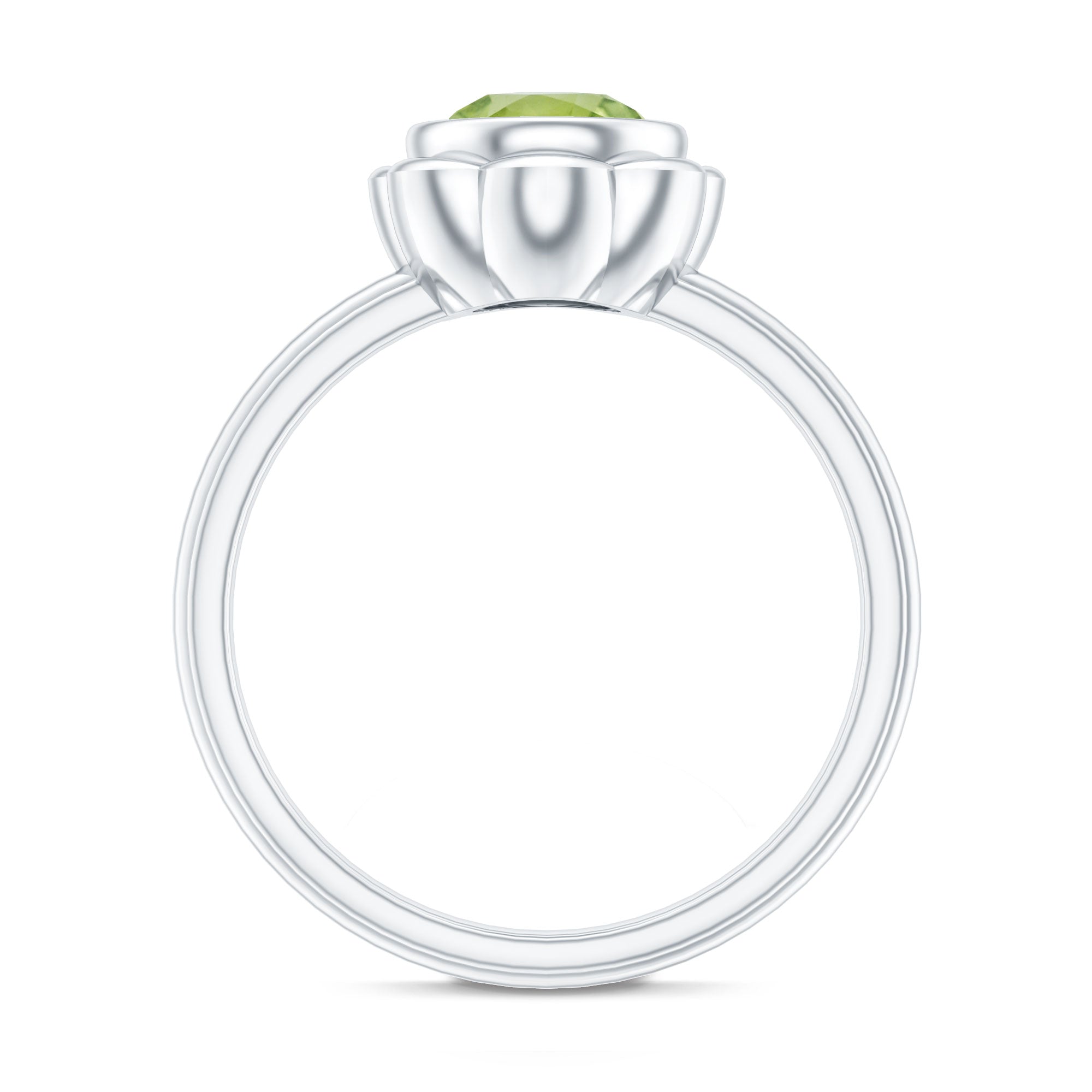 Bezel Set 1.2 Carat Peridot Engagement Ring for Women