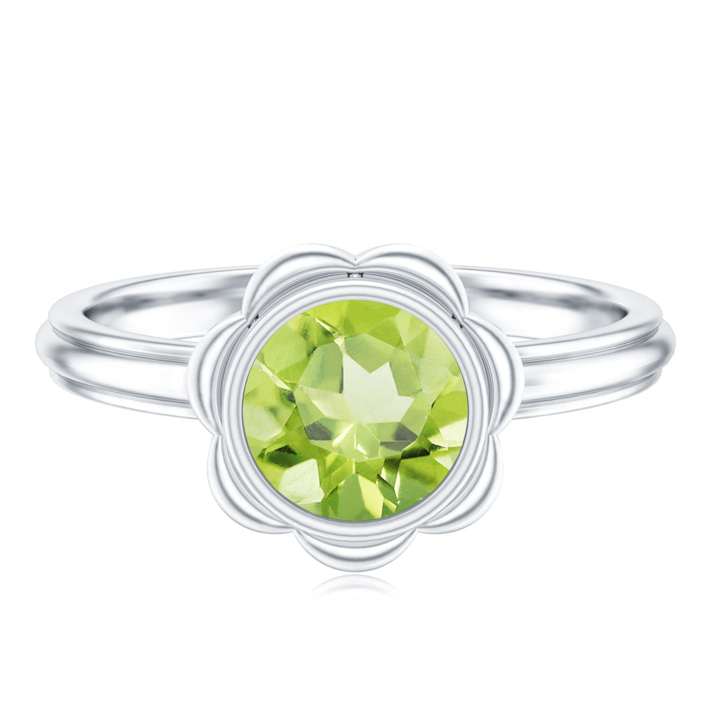 Bezel Set 1.2 Carat Peridot Engagement Ring for Women