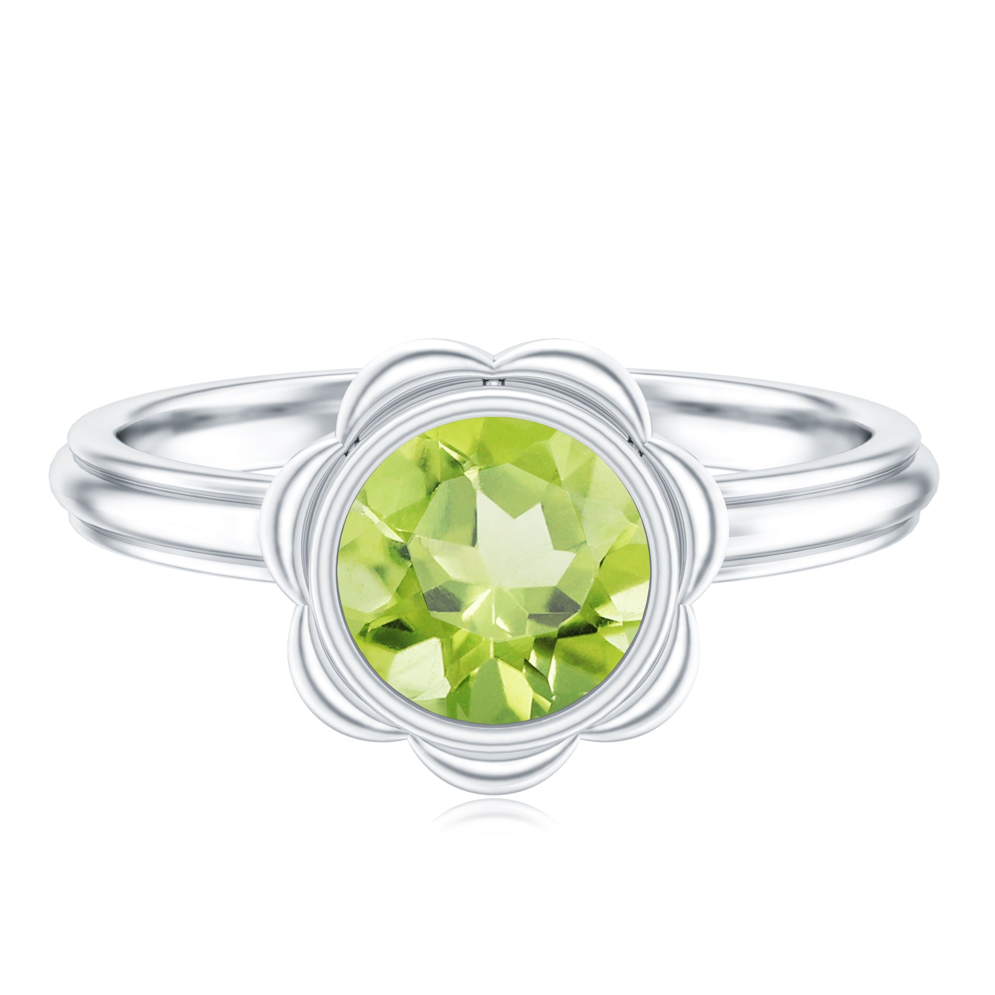 Bezel Set 1.2 Carat Peridot Engagement Ring for Women