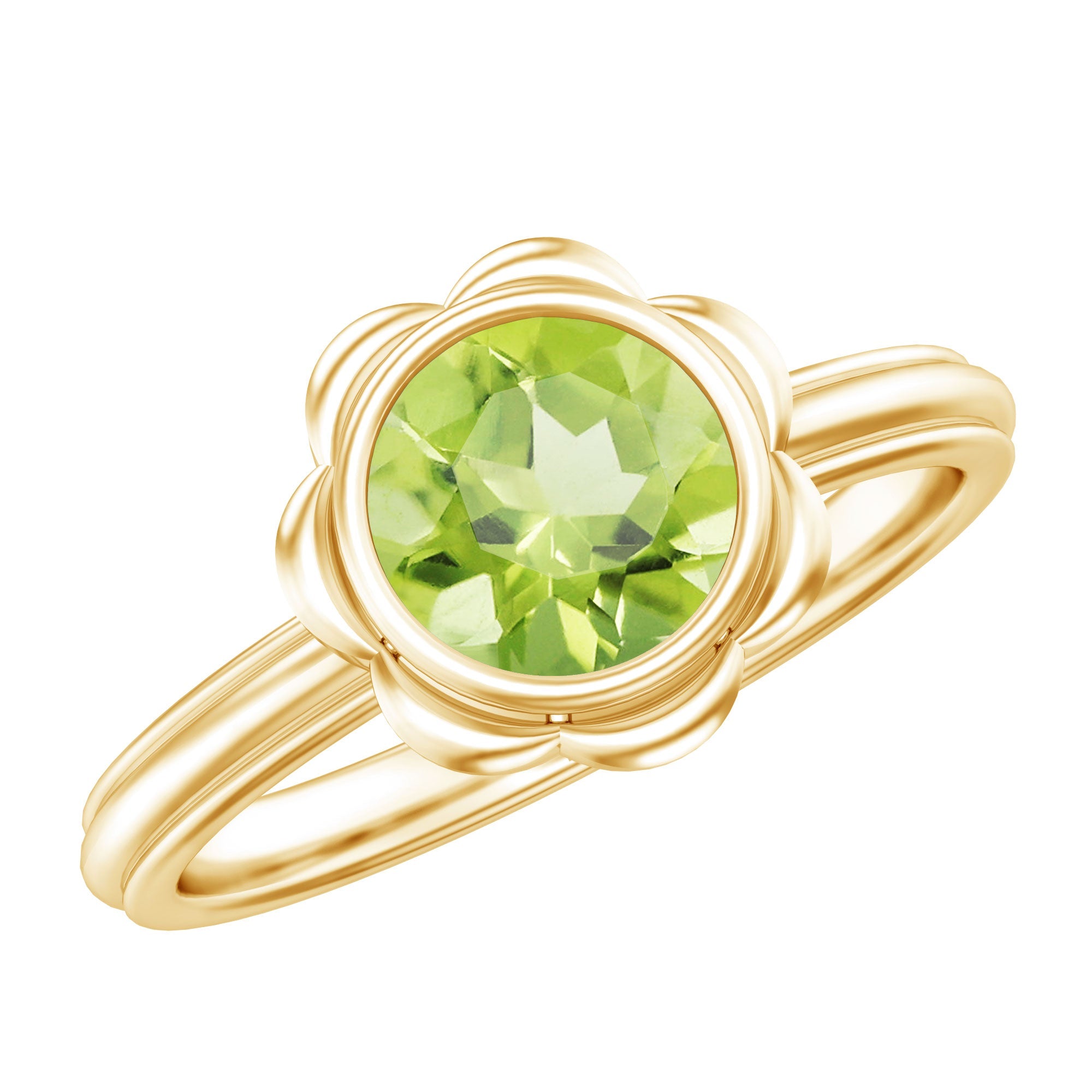Bezel Set 1.2 Carat Peridot Engagement Ring for Women | Rings | Wiccan Center