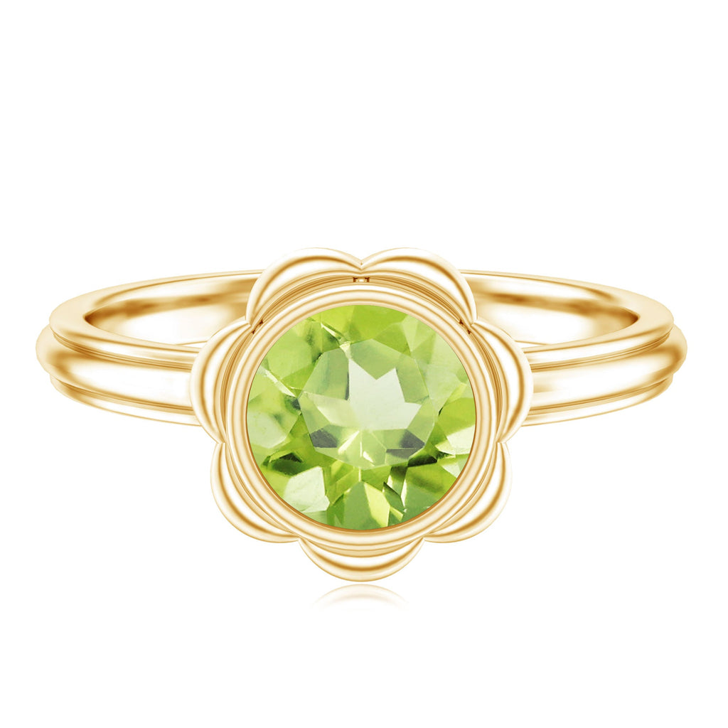 Bezel Set 1.2 Carat Peridot Engagement Ring for Women