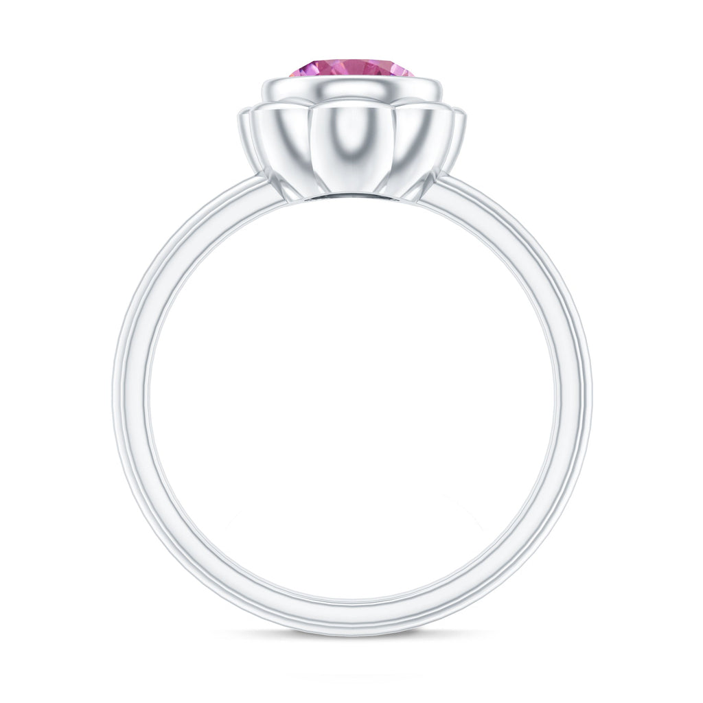 1.2 Carat Round Pink Tourmaline Flower Engagement Ring