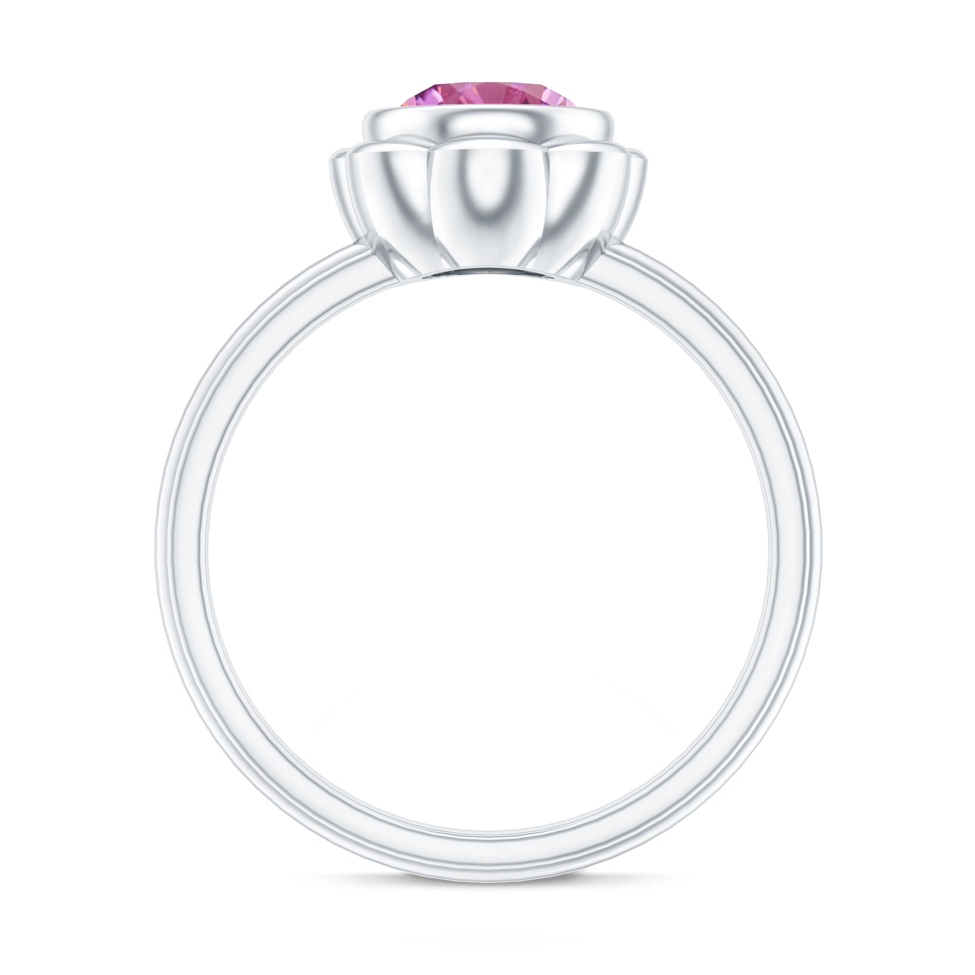 1.2 Carat Round Pink Tourmaline Flower Engagement Ring