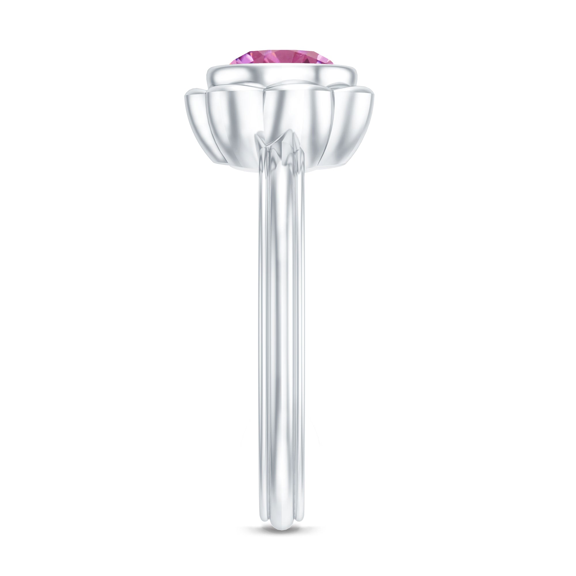 1.2 Carat Round Pink Tourmaline Flower Engagement Ring