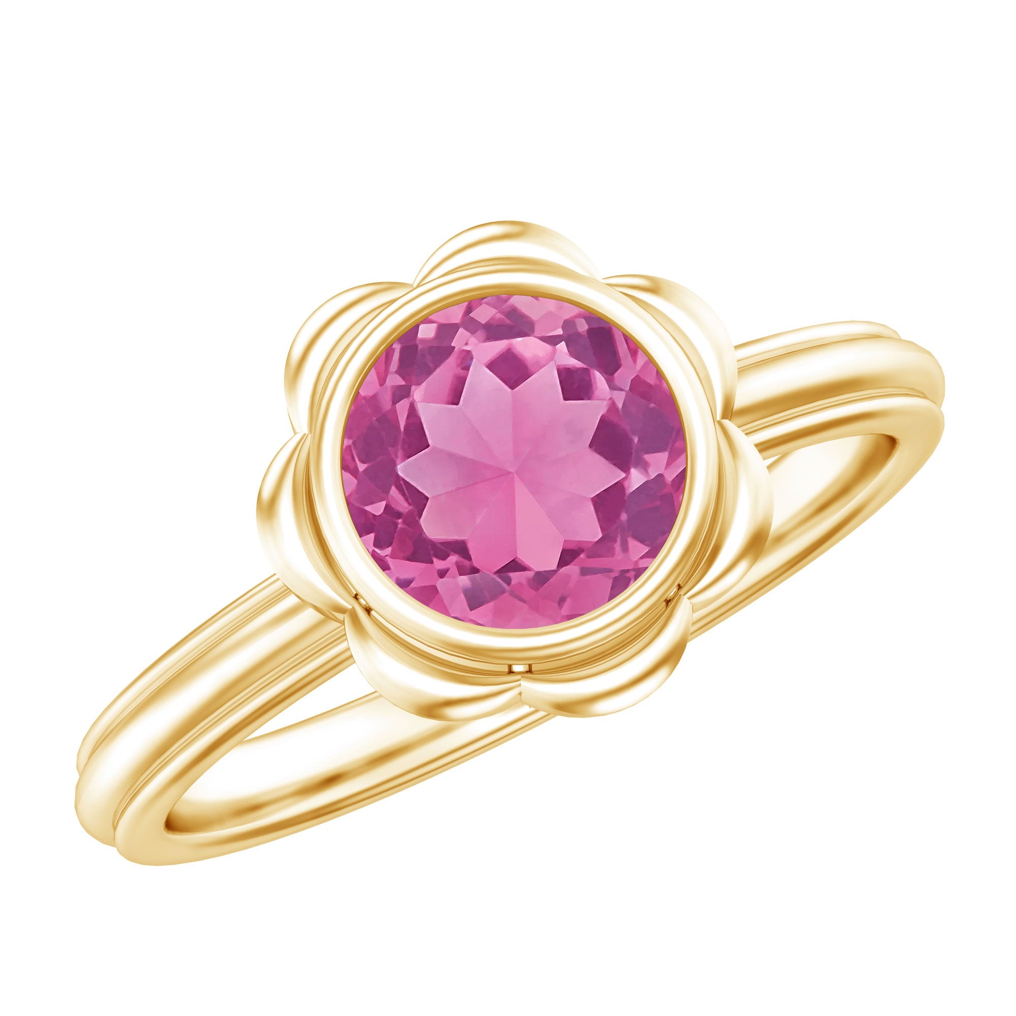 1.2 Carat Round Pink Tourmaline Flower Engagement Ring | Rings | Wiccan Center