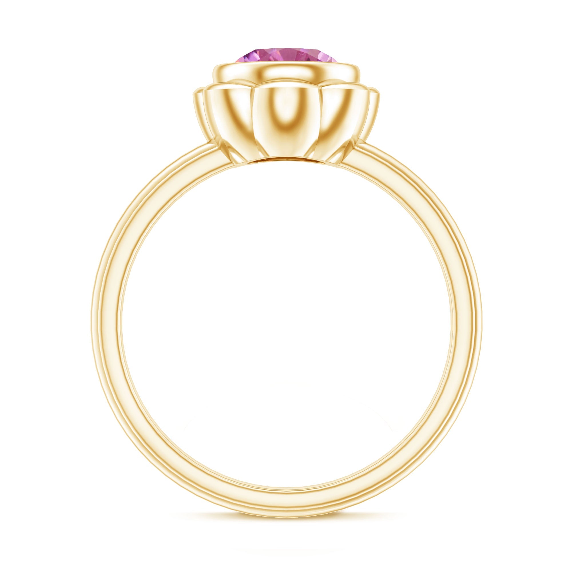 1.2 Carat Round Pink Tourmaline Flower Engagement Ring