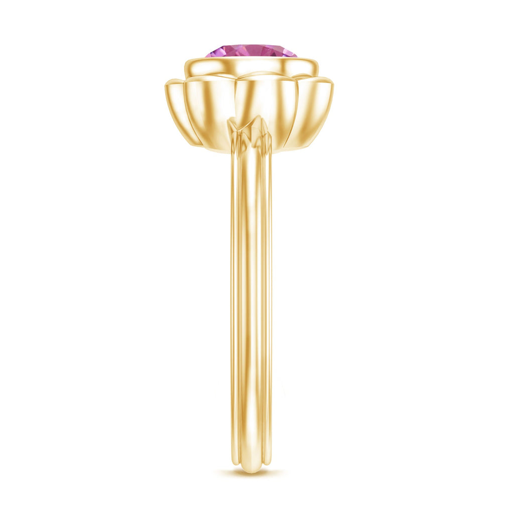1.2 Carat Round Pink Tourmaline Flower Engagement Ring