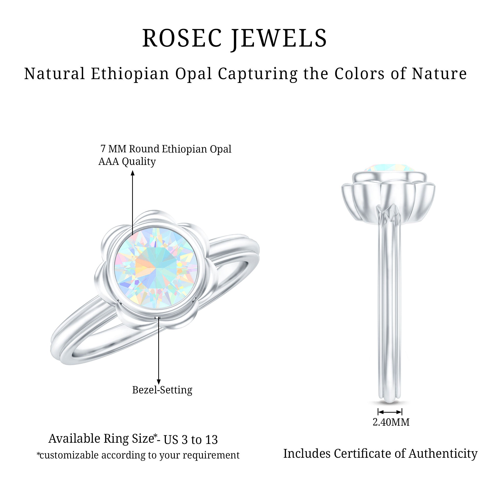 1.6 Carat Ethiopian Opal Engagement Ring for Women