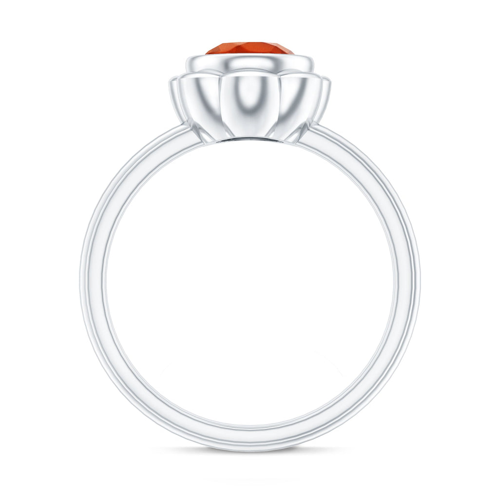 1.6 Carat Real Fire Opal Flower Engagement Ring