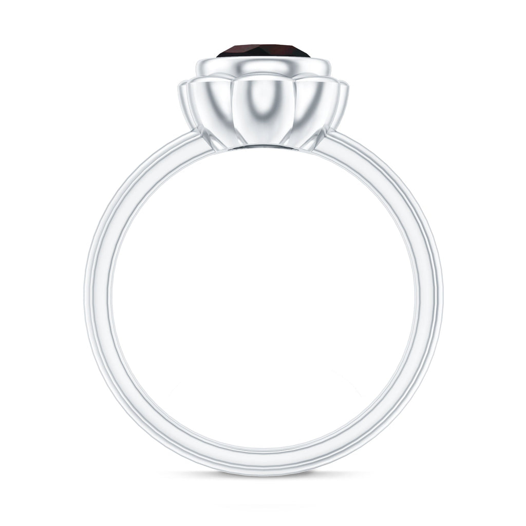 1.6 Carat Round Cut Black Opal Solitaire Engagement Ring in Bezel Setting